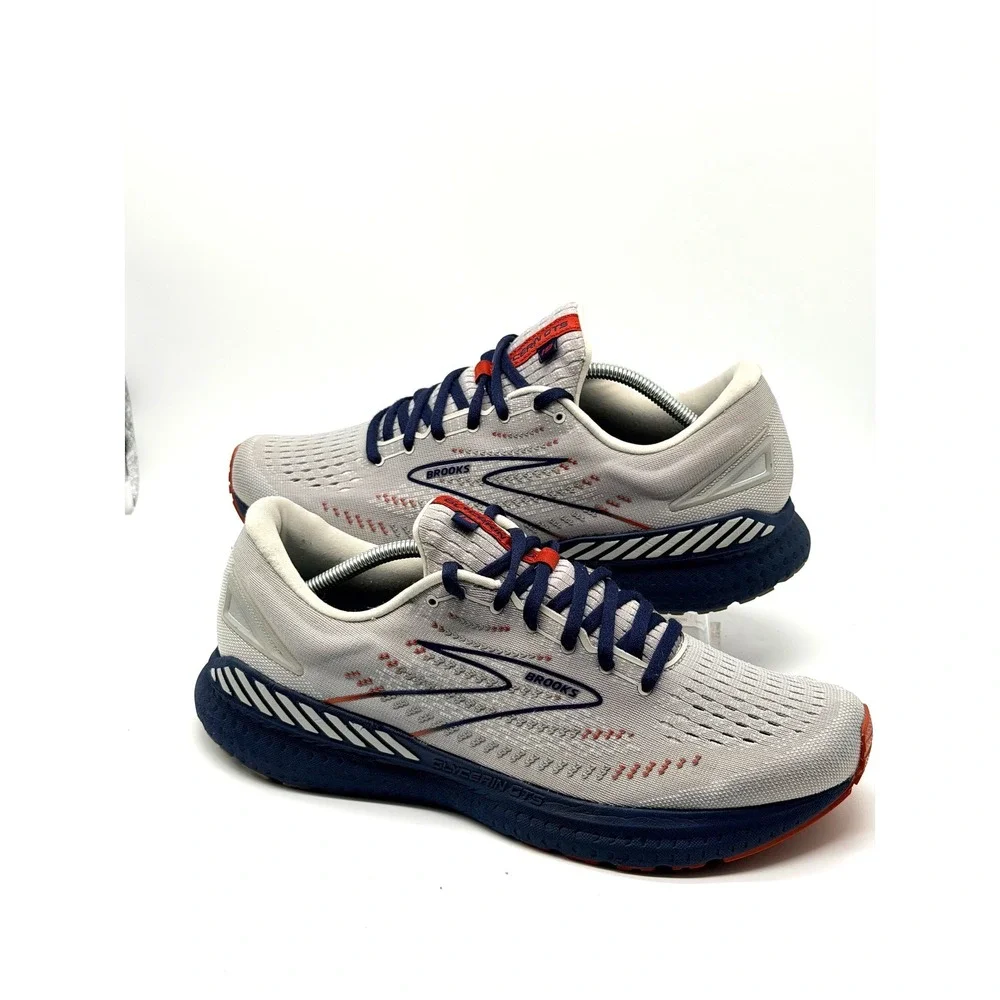 Brooks Glycerin GTS 19 Mens 12.5 D Running Shoes Gray Navy Orange 110357